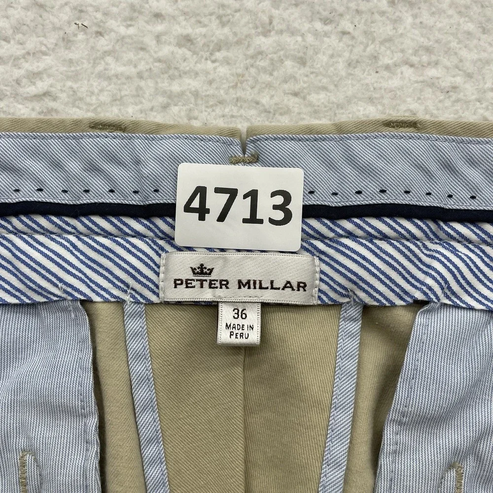 Peter Millar Pants Mens 36x31 Golf Chino Khaki Pima Cotton Stretch Crown Preppy‎